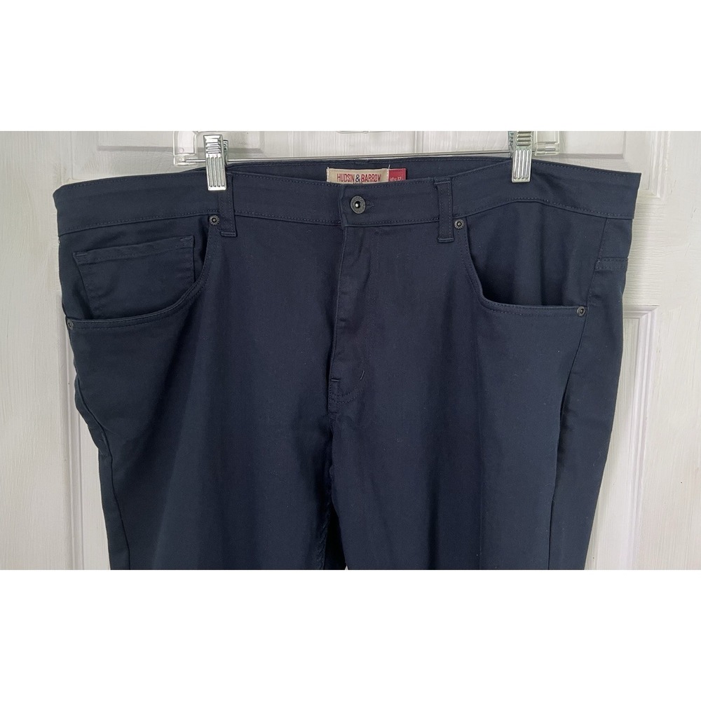 Hudson & Barrow NYC Pants Men's 40"x 32" Navy Blue Slim Stretch Jeans Button Zip